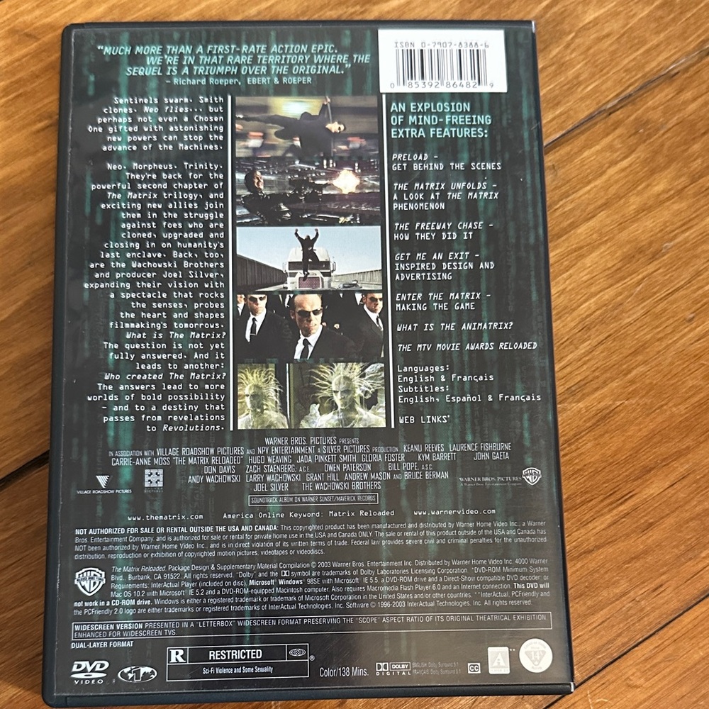 Matrix Reloaded DVD with Extra Features - Picture 2 of 4